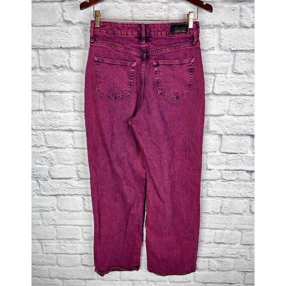 SOCIAL TOURIST Women's Dark Pink Acid Wash Ultra High Rise Baggy Jeans 5R/27 - Picture 7 of 7